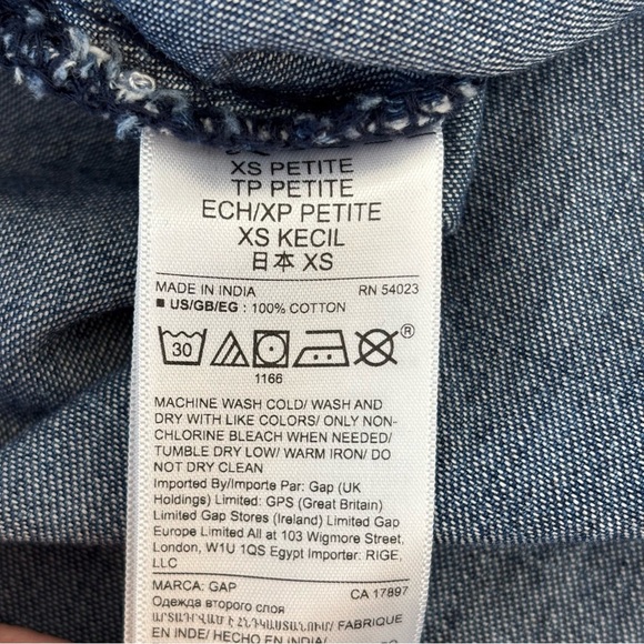 GAP Denim Ruffle Trim Popover Shirt Cottagecore Prairie Dark Indigo Blue XSP - Picture 12 of 12